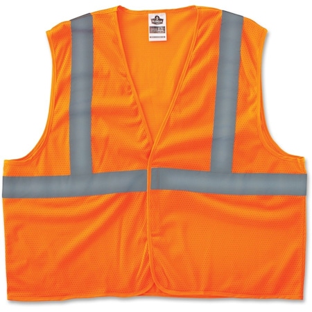 Safety Vest,Class 2,Hi-Vis,Reflective Tape,Mesh,L/XL,OE